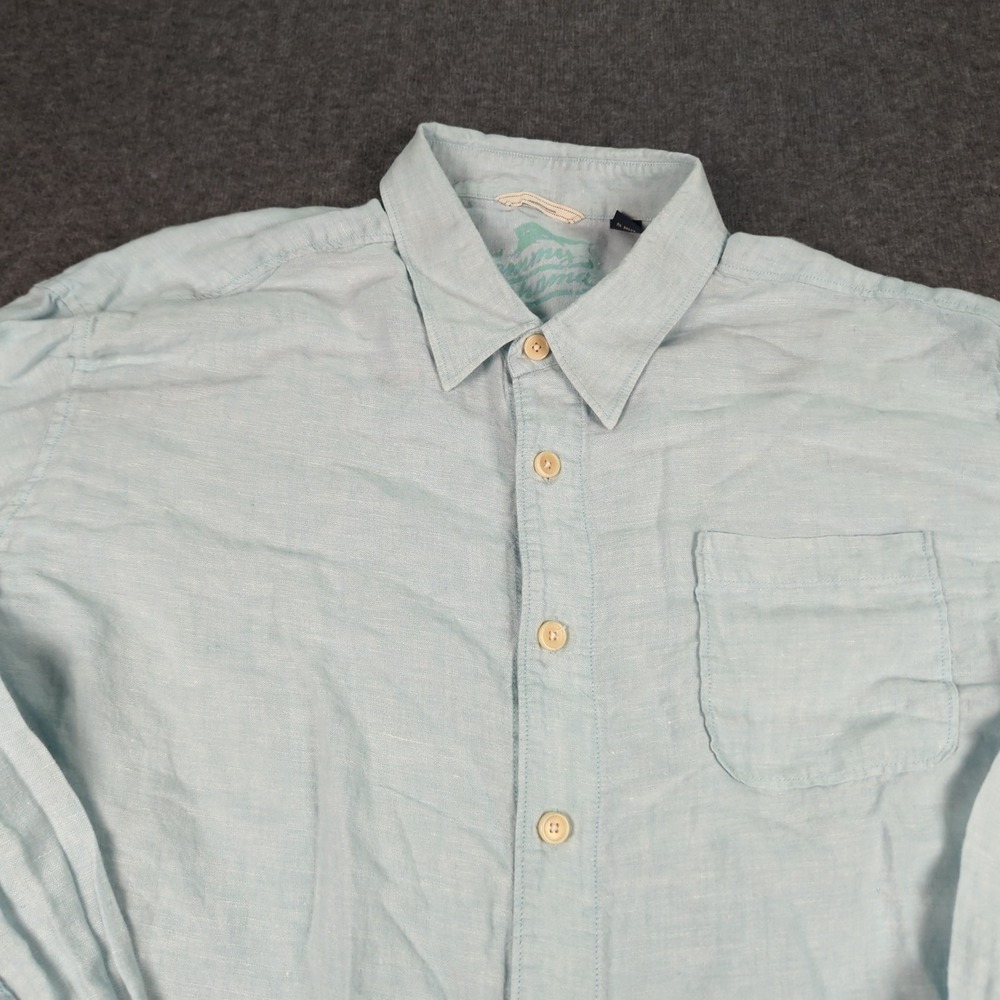Tommy Bahama Shirt Mens 2XL Teal Linen Relax Casual Beachy Preppy